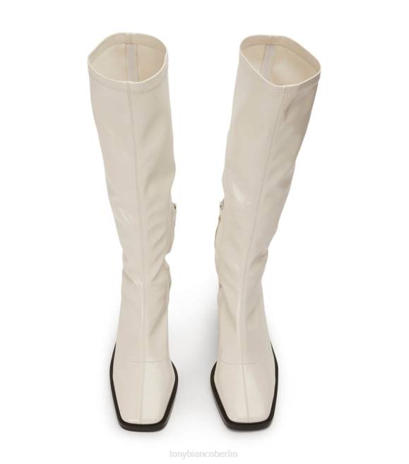 kniehohe Stiefel| de Tony Bianco Frauen Damon-Kalbsstiefel Ecru-Crinkle-Patent 4624428